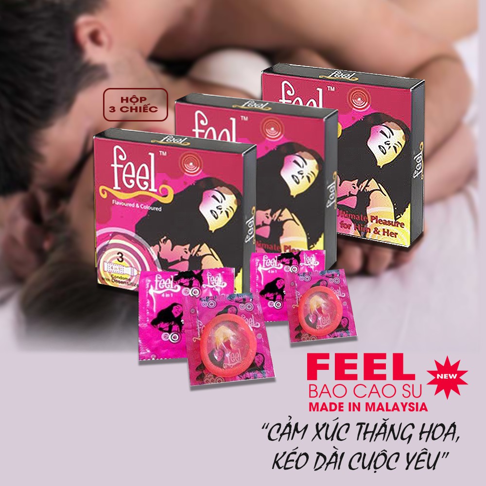 [HOT] Bao Cao Su FEEL 4 In 1 (Hộp 3 cái) [BI-GAI-KHOÁI CẢM CỰC ĐỘ - KÉO DÀI THỜI GIAN]- Cho Nàng Thỏa mãn-Chính Hãng!