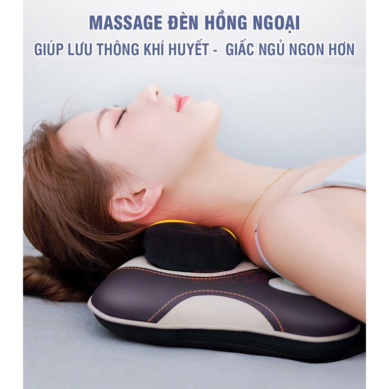 [Siêu Phẩm] Gối đấm lưng massage xoa bóp lưng cổ vai gáy Nikio NK-136AC (Đấm Bóp + Massage Bi Lăn) Chính Hãng Cao Cấp