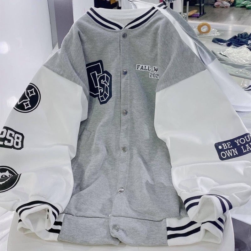 Áo bomber nam nữ unisex ,áo khoác nỉ tàn phối trắng, dày đẹp mềm mịn form rộng phong cách hàn quốc Freesize | BigBuy360 - bigbuy360.vn