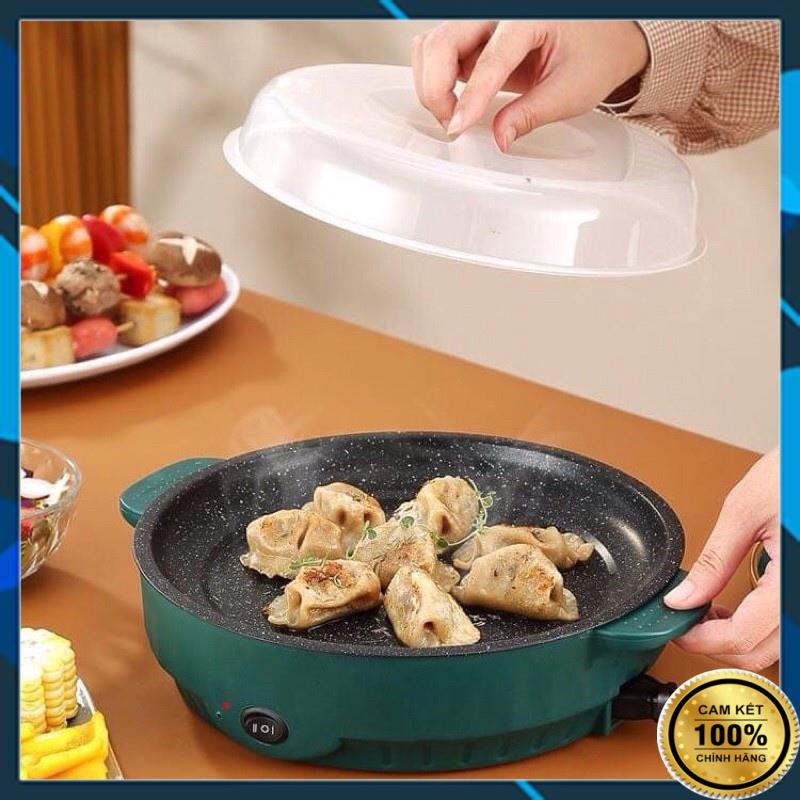 Bếp Nướng Điện Đa Năng ELECTRIC 26cm, Chảo Nướng Mini Vân Đá Siêu Chống Dính, Nồi Nướng Thịt BBQ - Bảo hành 6 Tháng
