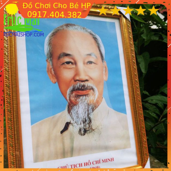[SIÊU SALE] Ảnh Chủ Tịch Hồ Chí Minh kèm khung kính (40cm*30cm) Khung Ảnh Bác Hồ ✅  Đồ Chơi Trẻ Em HP
