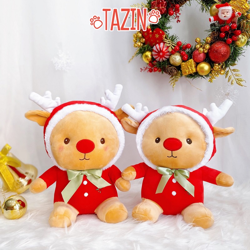 Gấu bông tuần lộc giáng sinh noel mũi đỏ cutte cho bé cao cấp TAZIN