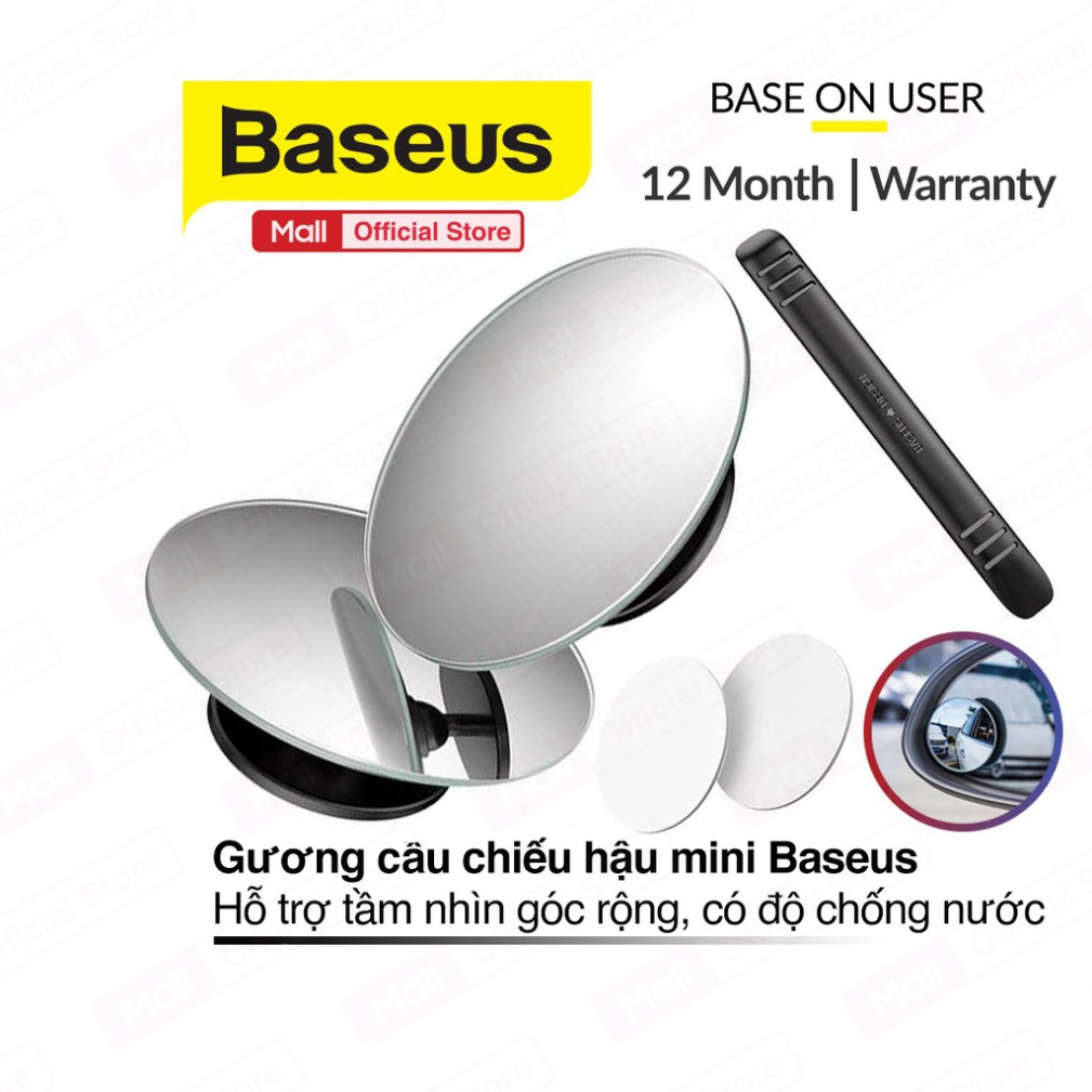 Gương cầu chiếu hậu mini Baseus bề mặt gương lồi hỗ trợ tầm nhìn góc rộng, có thể xoay 360 độ dùng cho xe hơi