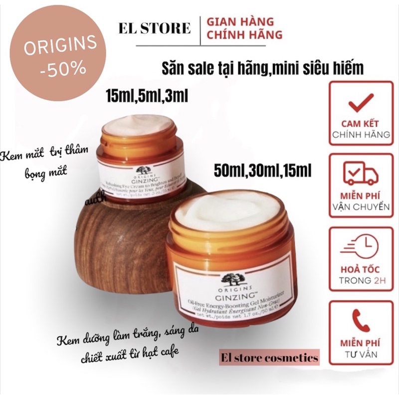 Kem Dưỡng, Kem mắt Cấp Nước Sáng da Origins Ginzing Energy Boosting Gel Moisturizer