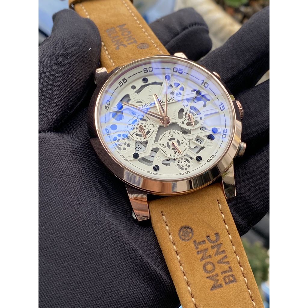 ĐỒNG HỒ NAM MONTBLANC MBB01 CHRONOGRAPH , DÂY DA LỘN , SIZE 44MM