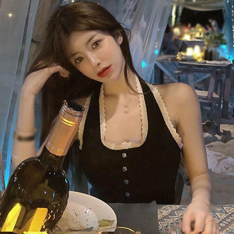 Áo Sát Nách Phối Ren Hoa Phong Cách Hàn Quốc