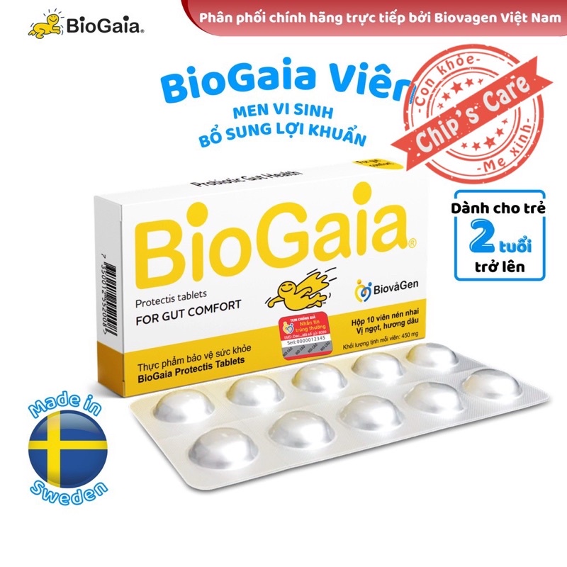 Men vi sinh BioGaia ProTectis Dạng viên cải thiện hệ tiêu hóa xuất xứ Thụy Điển hộp 10 viên