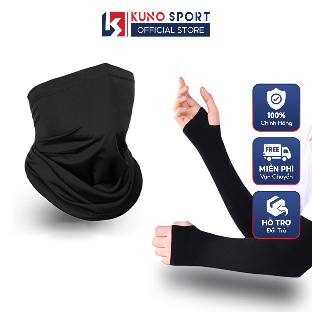ComBo Khăn Phượt Đa Năng Và Tất Tay Chống Nắng KUNOSPORT Màu Đen