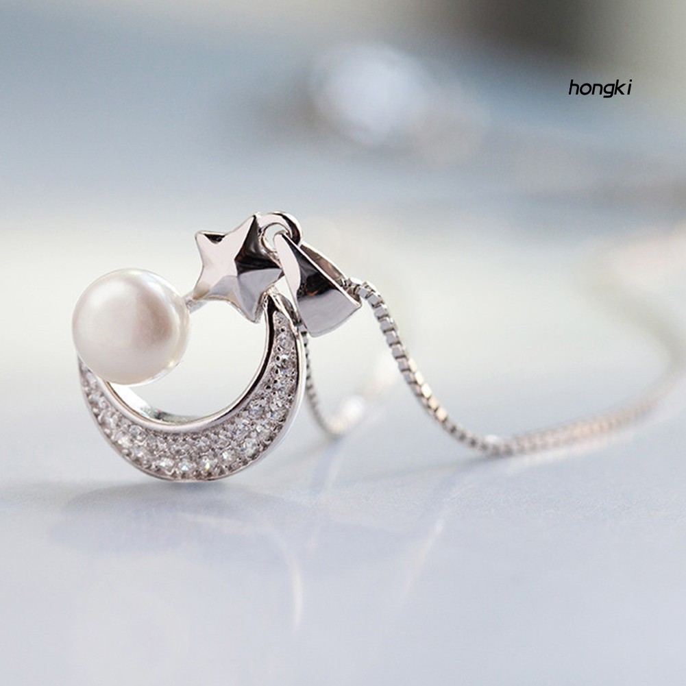 (Hàng Mới Về) vòng cổ Hợp Kim Hình Ngôi Sao / Mặt Trăng Đính Đá Thời Trang Cho Nữ