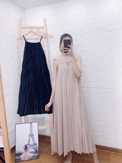 Váy bầu maxi đi biển 2s xếp li