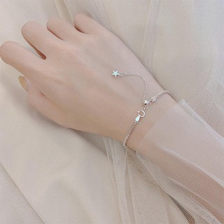 Lắc tay nữ bạc thả sao vòng tay phong cách Hàn Quốc dễ thương nữ tính.