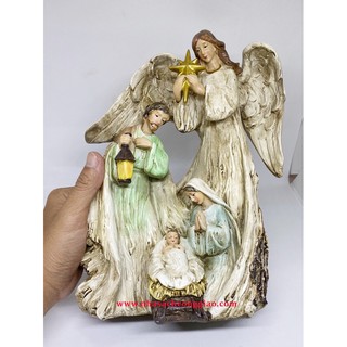 Tượng Giáng sinh gia đình thánh gia Giuse và thiên thần cao 26 cm