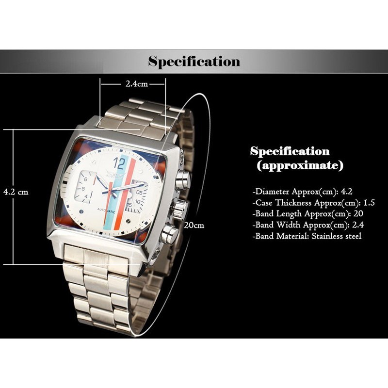 Đồng Hồ Cơ Tự Động Jaragar Mặt Vuông Bằng Thép Không Gỉ | BigBuy360 - bigbuy360.vn