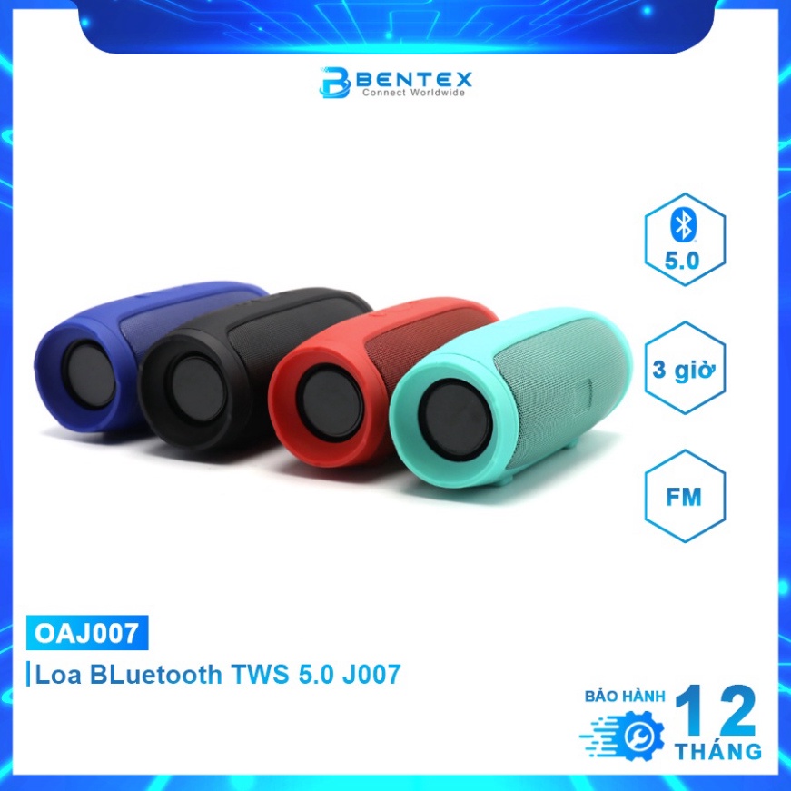 Loa BLuetooth Mini J007 Loa Di Động Xách Tay Bass Chuẩn Nghe Nhạc Đài FM Chất Lượng Cao Bảo Hành Chính Hãng - BENTEX  To