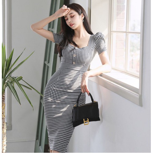 Đầm Caro Tay Phồng, váy đầm đẹp công sở CAO CẤP, váy THIẾT KẾ ĐẸP dạo phố chất lượng giá tốt