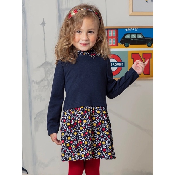 Váy Thu Vải Dày Bé Gái Hoa Lá SergentMajor