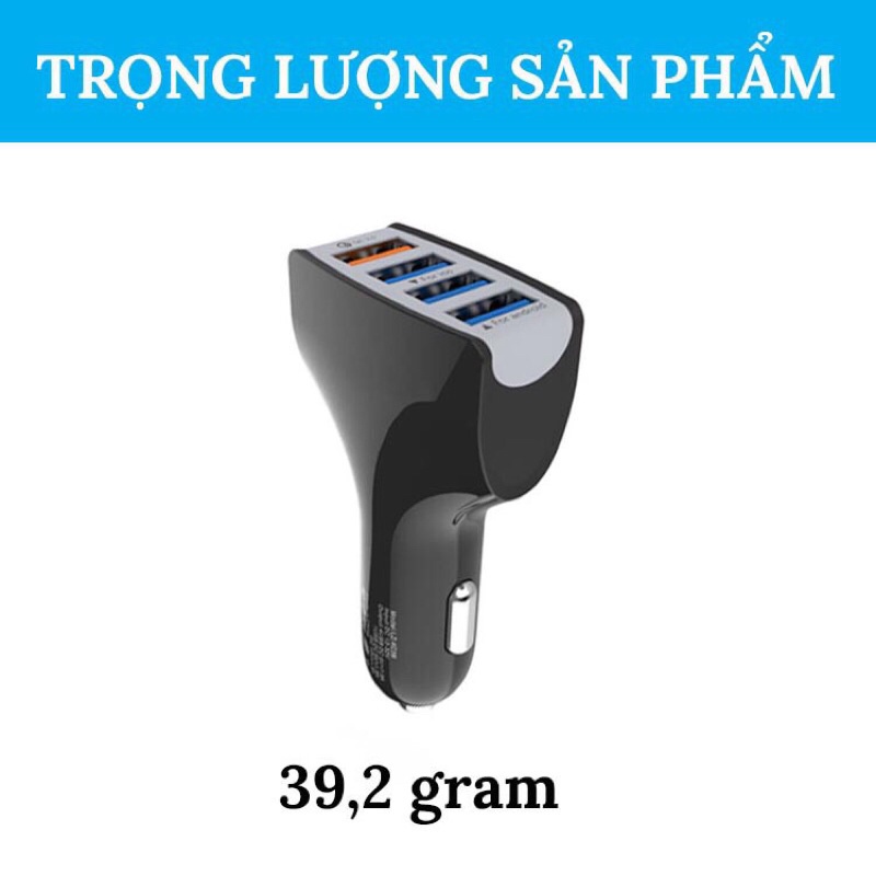 Tẩu sạc ô tô 4 cổng USB ra 1 cổng sạc nhanh 3.0