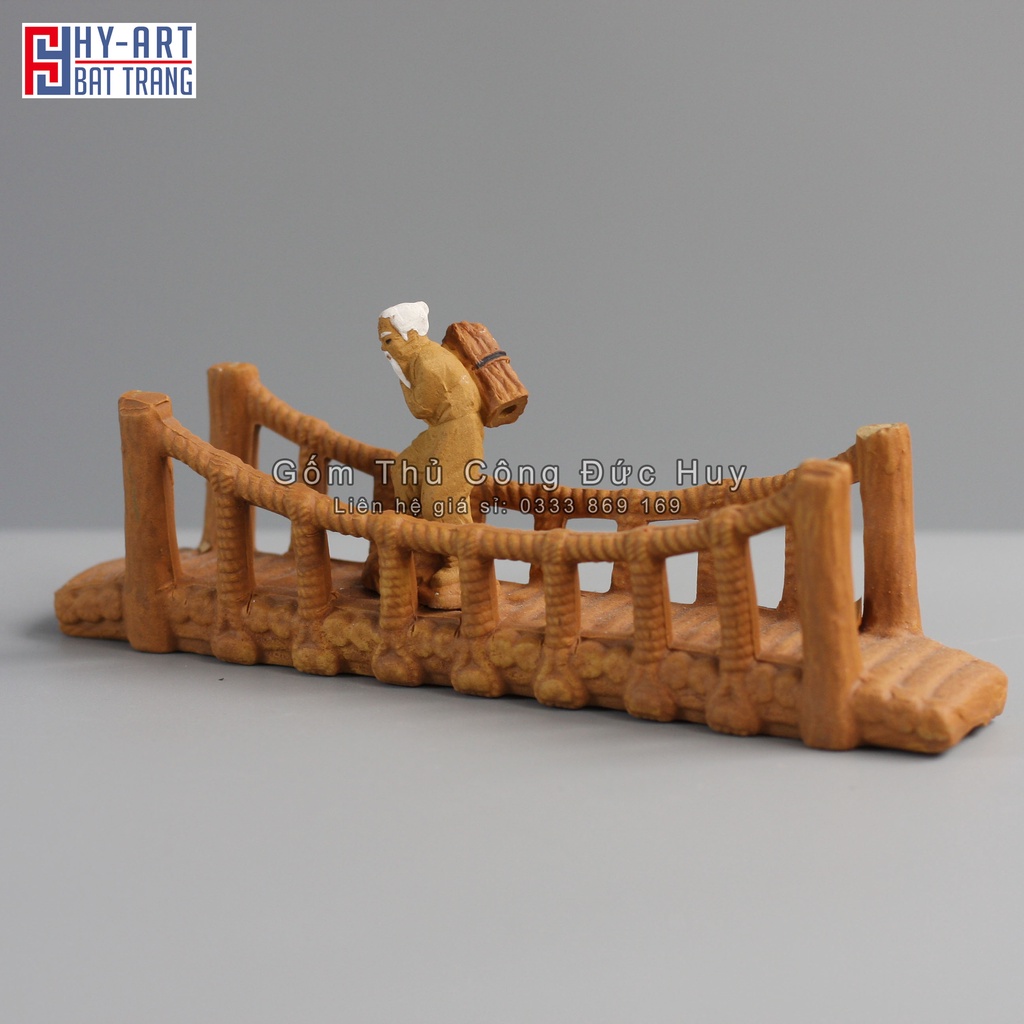 Tiểu cảnh hồ cá, trang trí bể cá cảnh, mô hình gốm cây cầu dây mini trang trí hòn non bộ chậu cây bonsai