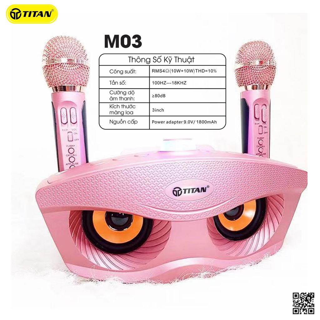 Loa Kèm 2 Mic hát Karaoke TITAN - M03