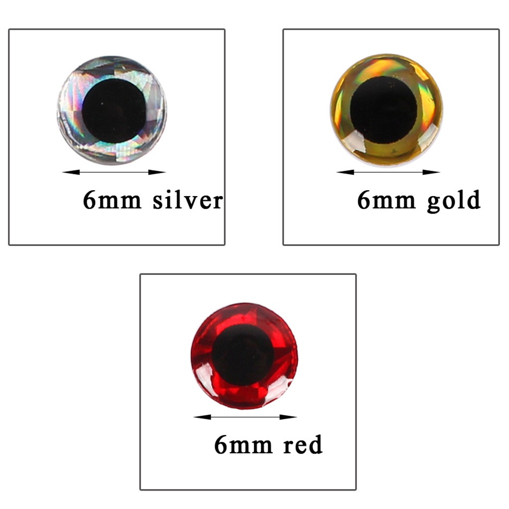 100pcs 4mm/6mm 3D Fishing Lure Eyes DIY Making Fly Tying Lure Baits Artificial Simulation Fish Eyes