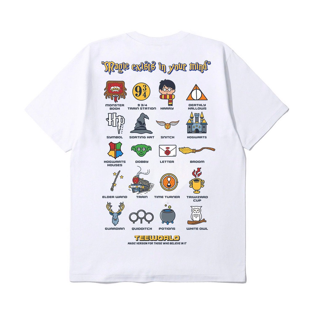 Combo 2 Áo thun Teeworld Harry Porter T-shirt và Teeworld Logo 21 Trắng và Đen Nam Nữ Form Rộng Unisex