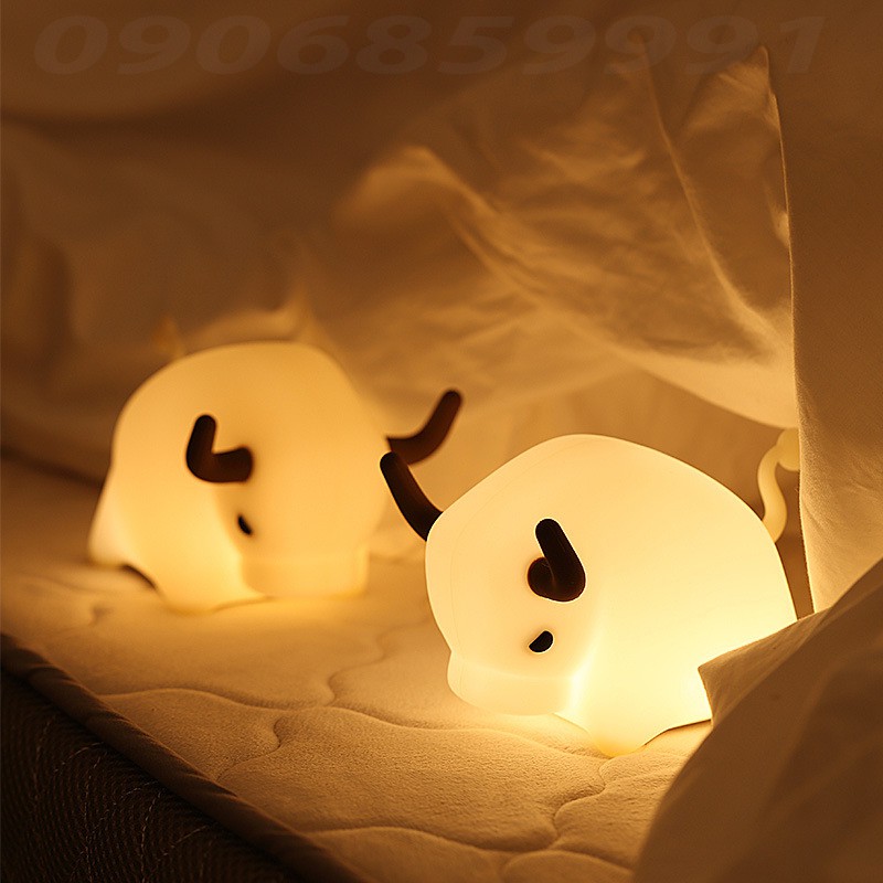 Đèn ngủ trang trí,đèn led silicon hình trâu (NL-11)