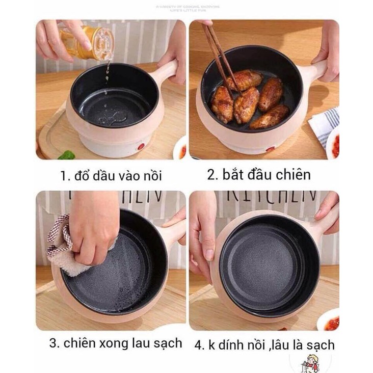 HÀNG MỚI NỒI LẨU MINI 2 TẦNG ĐA NĂNG CHỐNG DÍNH - CHIÊN, XÀO, LẨU, NẤU CƠM KÈM VỈ HẤP