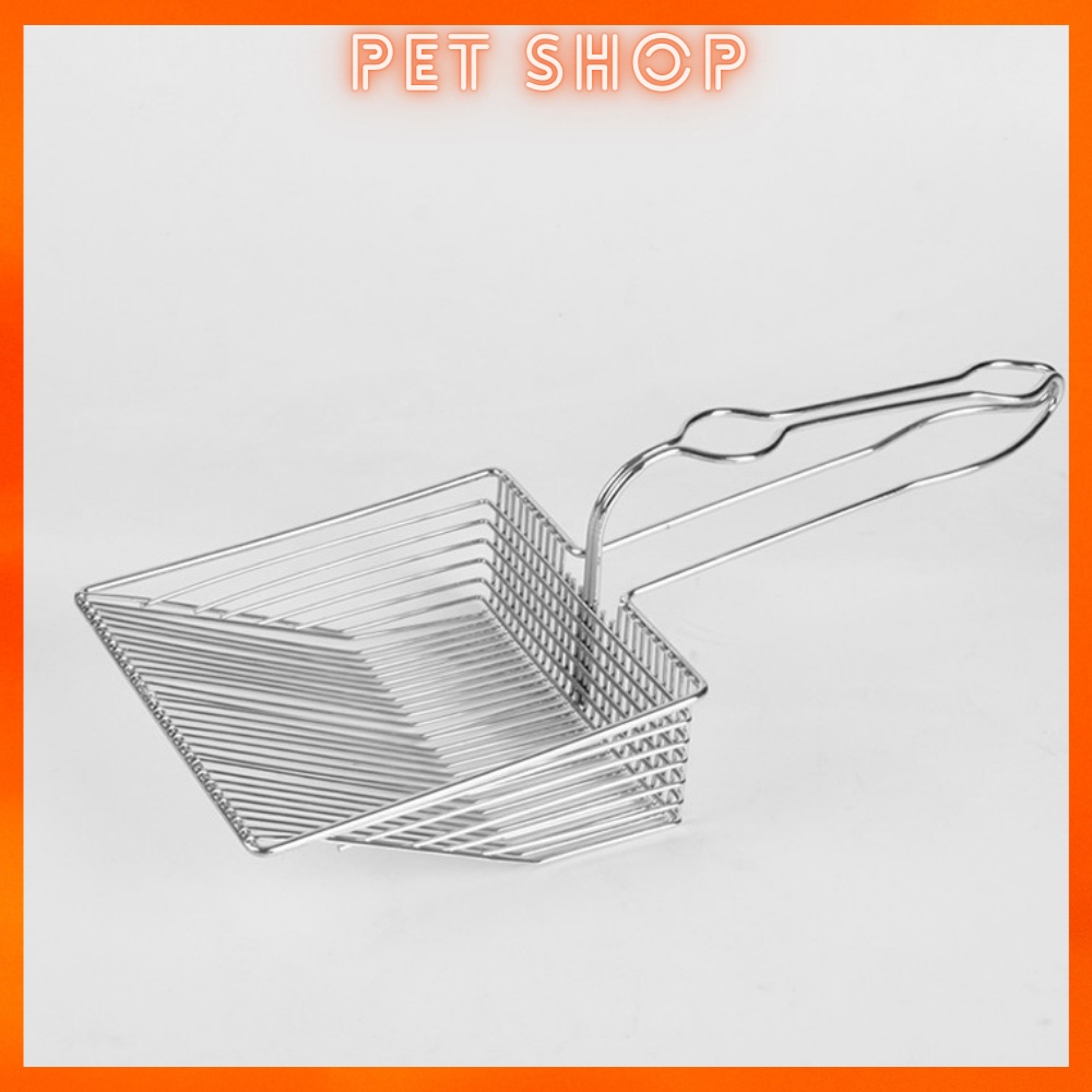 Xẻng xúc cát vệ sinh cho mèo bằng inox, xẻng xúc cát vệ sinh mèo, xẻng hốt cát dọn vệ sinh phân cho mèo