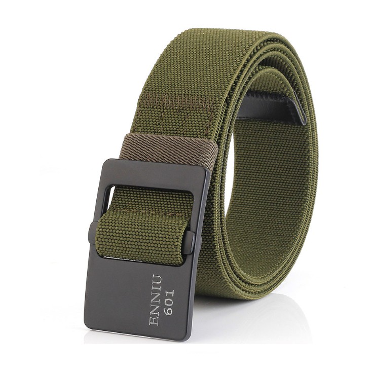 Hình thật Dây nịt vải dù dây nylon co dãn canvas tactical belt mặt nịt sơn đen dài 125cm rộng 3.8cm