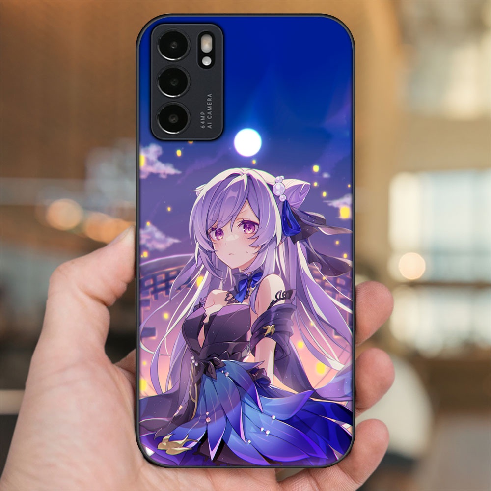 Ốp lưng Oppo Reno 6 5G viền đen in hình Keqing Genshin Impact