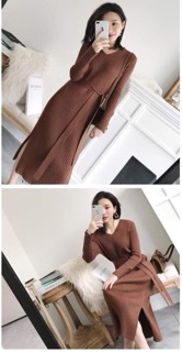 Váy len dáng dài cao cấp phong cách hàn quốc
