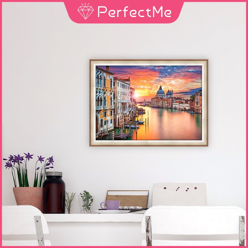 Bộ Tranh Đính Đá 5d Tự Làm 40x30cm Hình Phong Cảnh Thành Phố