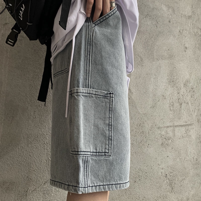 Quần short denim ống suông thời trang retro mùa hè | BigBuy360 - bigbuy360.vn