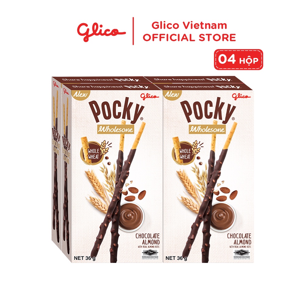 [Combo 4] Bánh Que Pocky Ngon Khỏe Đẹp vị Sô cô la Hạnh Nhân