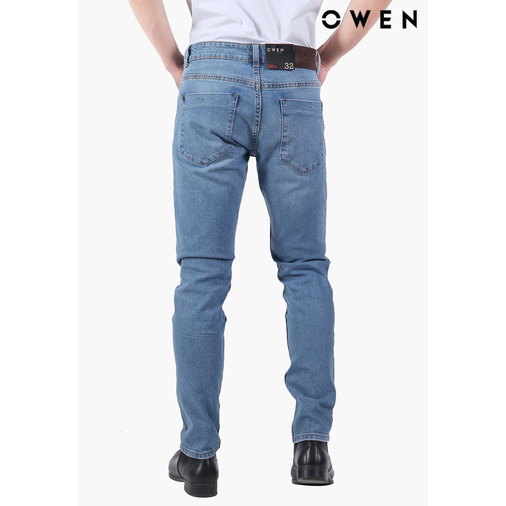 Quần Jean Nam Quần Bò Hàng Hiệu Cao Cấp Owen QJSL23059 Ống Côn Slim Màu Xanh Nhạt Chất Liệu Cotton Spandex Đàn Hồi Tốt | BigBuy360 - bigbuy360.vn