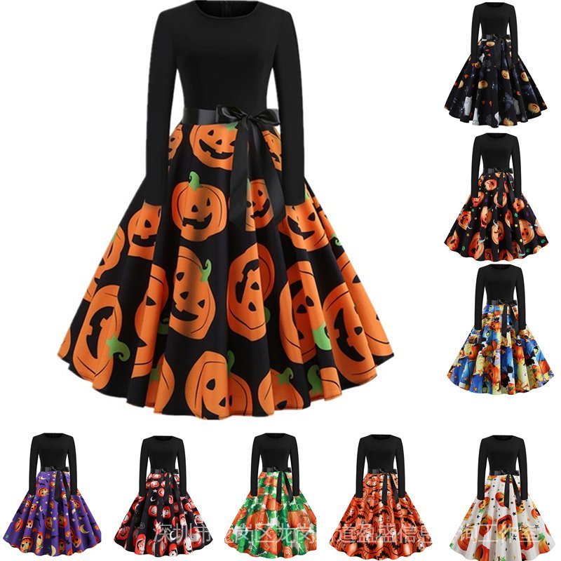 Đầm Hóa Trang Halloween Tay Dài Phong Cách Công Chúa Cổ Điển Thời Trang 50s 60s