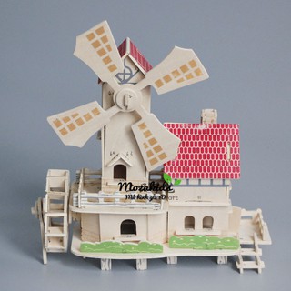 Đồ chơi lắp ráp gỗ 3D Mô hình Cối xay gió