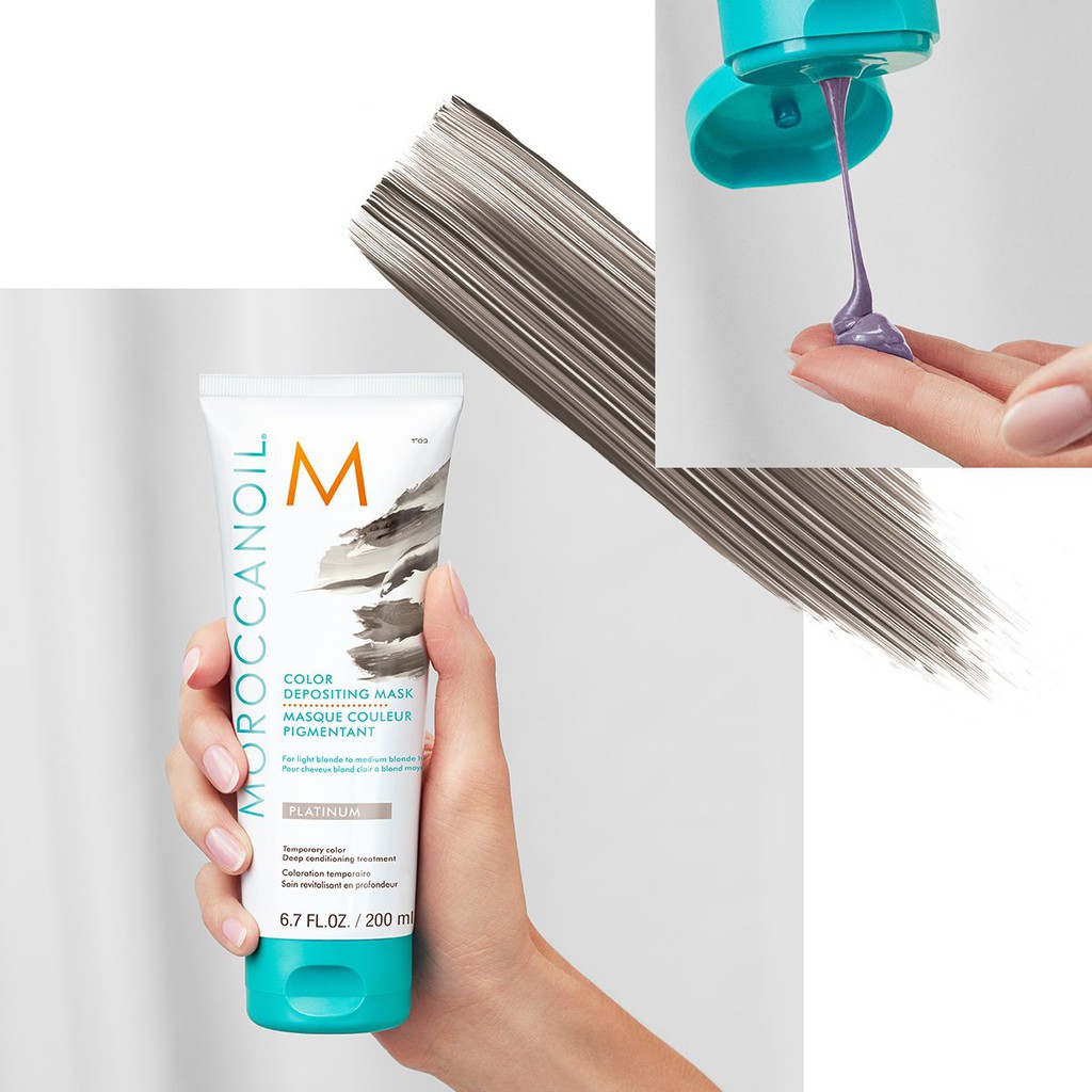 Chính hãng  Dầu gội và hấp ủ ánh tím khử sắc tố vàng Moroccanoil Blonde Perfecting Purple - Platinum 200mlx2