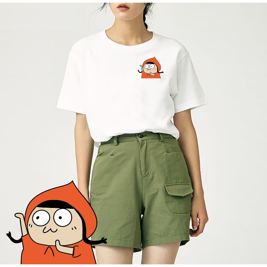 [Hàng Xịn, Gía Tốt] Áo Thun Trơn Icon Nhiều Màu Couple Nam Nữ Họa Tiết Cô Bé Quàng Khăn Đỏ - Unisex - Cotton - AT011