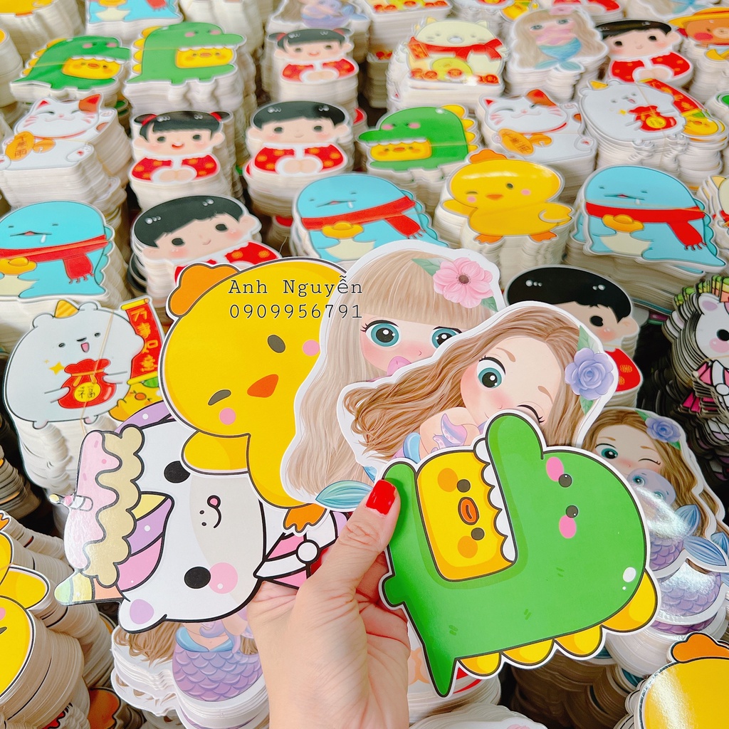 1000 Bao Lì Xì ChiBi Hoạt Hình Nhiều Mẫu Mã Đa Dạng, Giấy Bìa Bóng Cứng