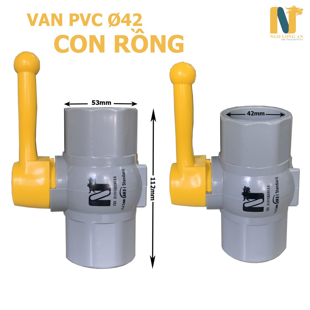 Van nước PVC phi 42 tay gạt Con Rồng