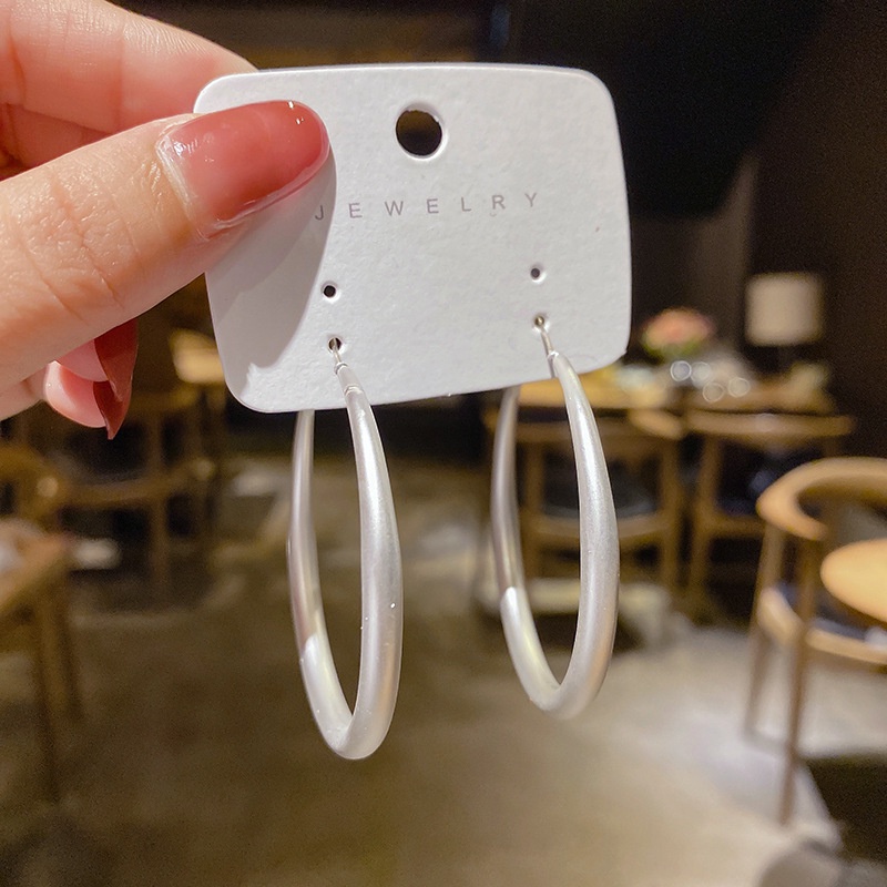 Khuyên Tai Bạc S925 Mặt Nhám Dễ Phối Đồ Hợp Thời Trang