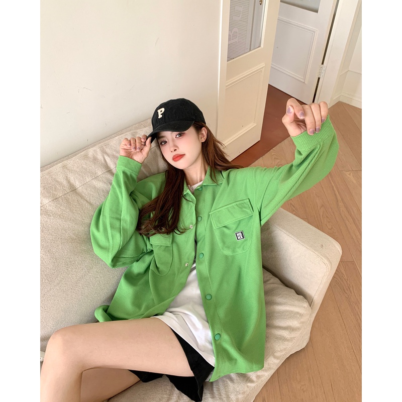 Áo Sơ Mi Tay Dài Dáng Rộng Phong Cách Hàn Quốc Thời Trang Cho Nữ