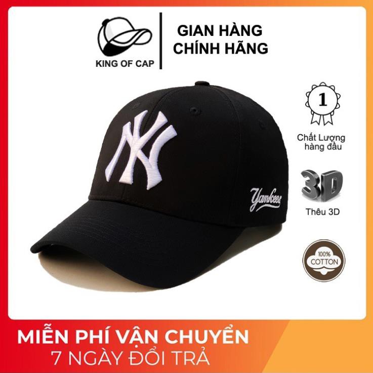 Nón lưỡi trai NY đen logo trắng Cao cấp full hộp chính hãng. 👒 ༷