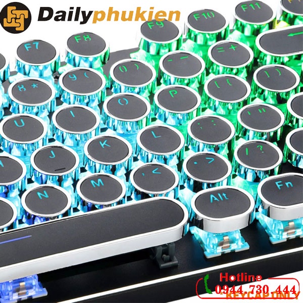 Bộ Keycap Tròn Bọc Viền Bạc Siêu Đẹp dành cho bàn phím cơ, keycap máy đánh chữ