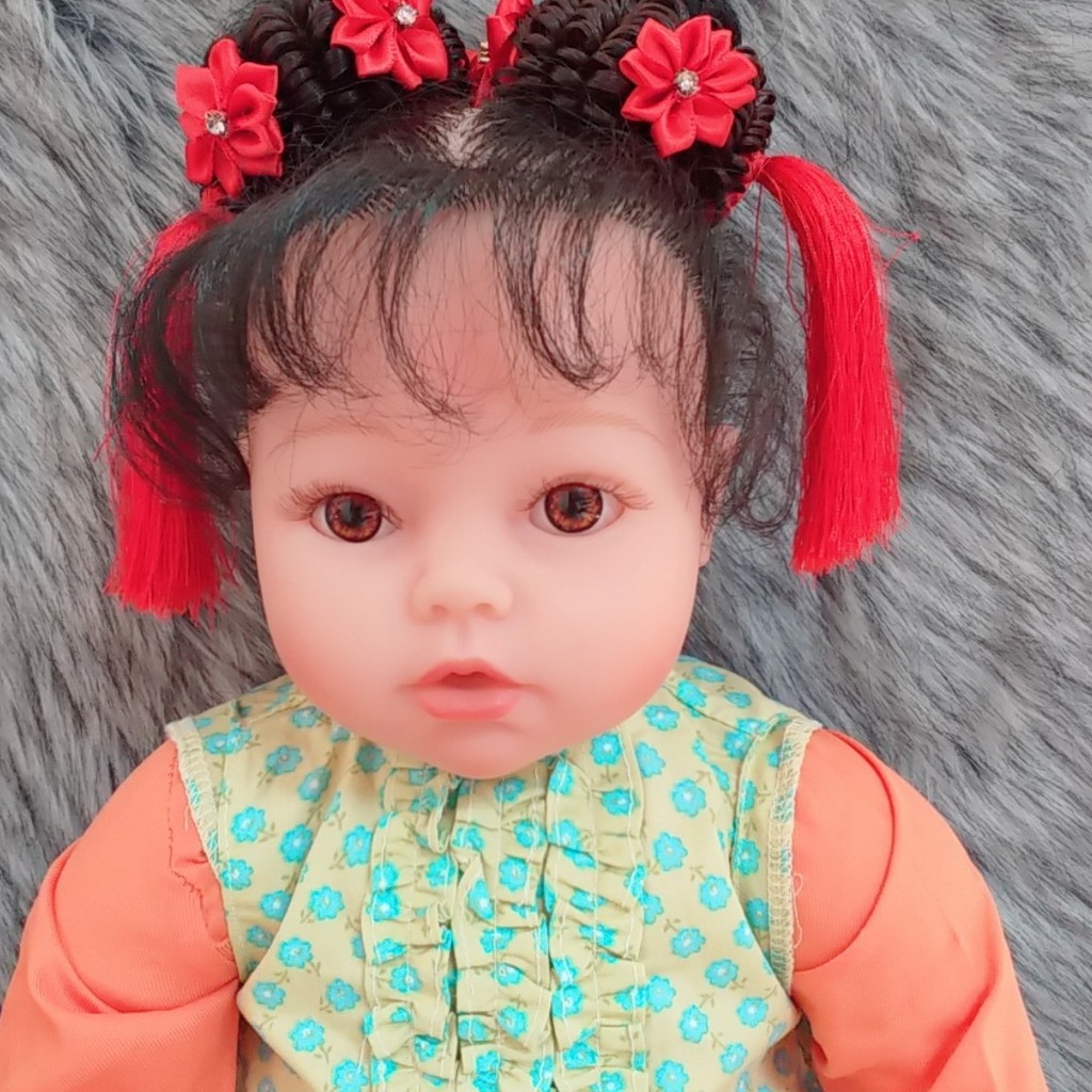 Búp Bê Tái Sinh Thân Gòn 55 cm Silicon - Reborn Toddler Semi Soft Vinyl Fashion American Girl Doll 22icnh