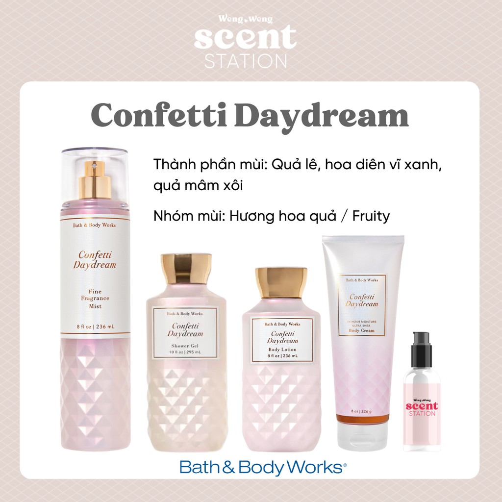 Bộ Sản Phẩm Chăm Sóc Cơ Thể Toàn Diện BBW mùi Confetti Daydream