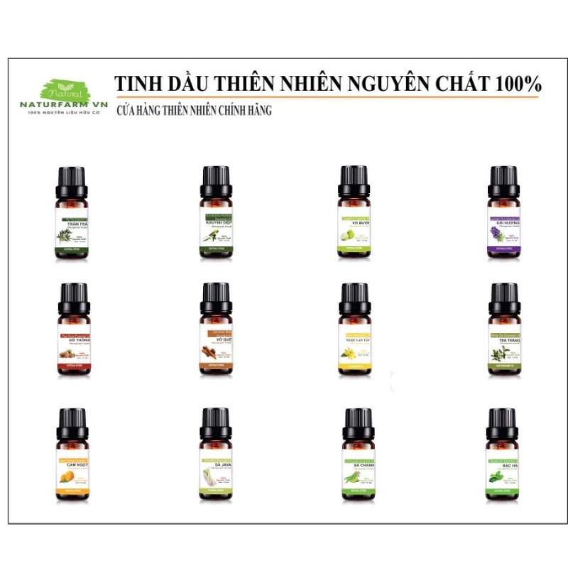 [ 10ML ] Tinh Dầu Thiên Nhiên 100% Nguyên Chất Nhập Khẩu Ấn Độ - Tinh dầu xông phòng  - Tinh dầu treo xe - đuổi muỗi