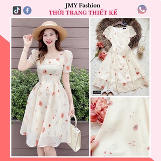 Mv179 Váy voan hoa nhí váy voan kem hoa nhí dáng xoè tiểu thư - MC&HT