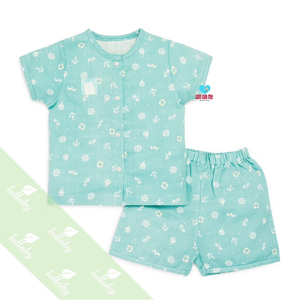 Hot 2018 Bộ quần áo cộc tay cài giữa vải xô 2 lớp Lullaby sz 6m-4 tuổi